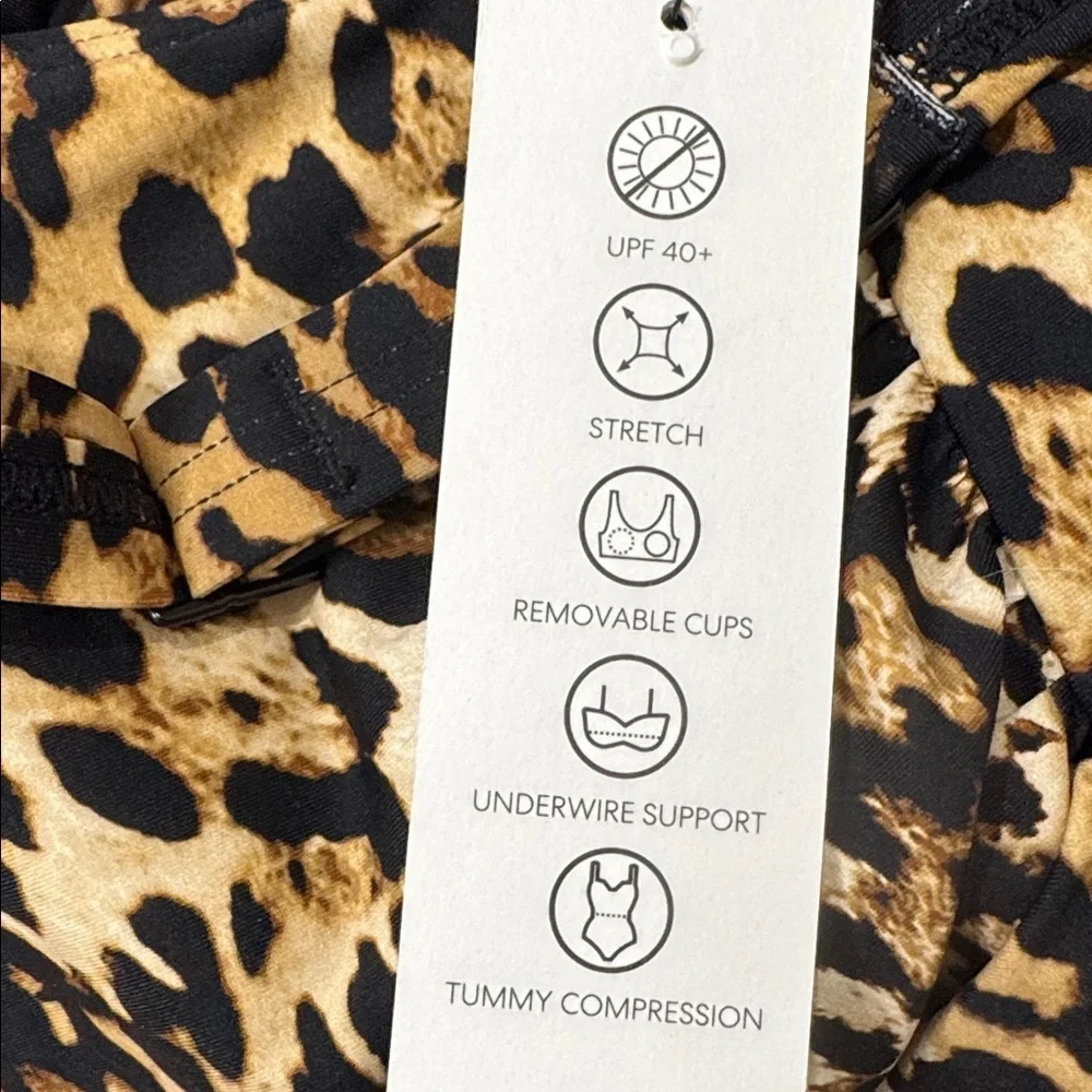 DKNY Leopard Cheetah Tummy Control Tankini Size Small NEW